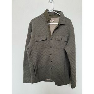 Faherty Epic Cotton Blend Button Front Quilted Shirt Jacket Olive Green Mens L